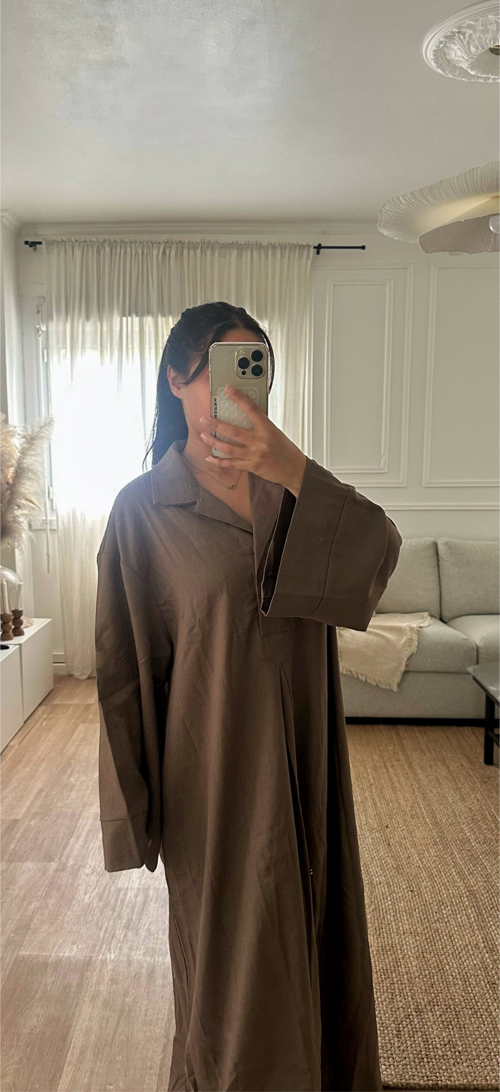 Robe en lin marron