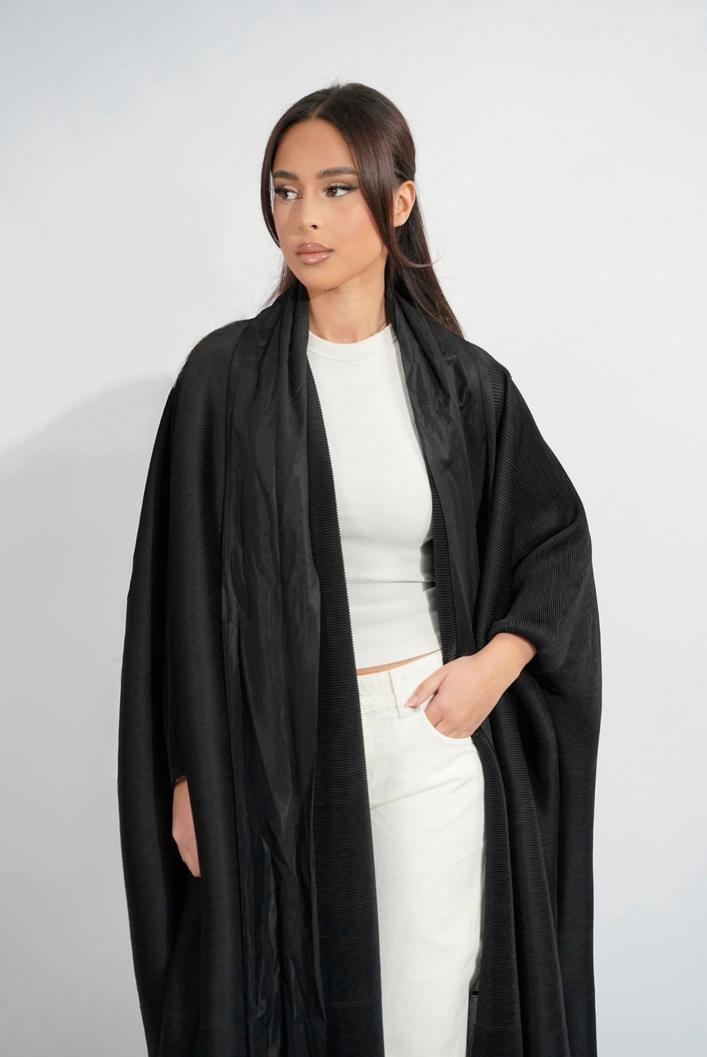 Kimono Noir plissé