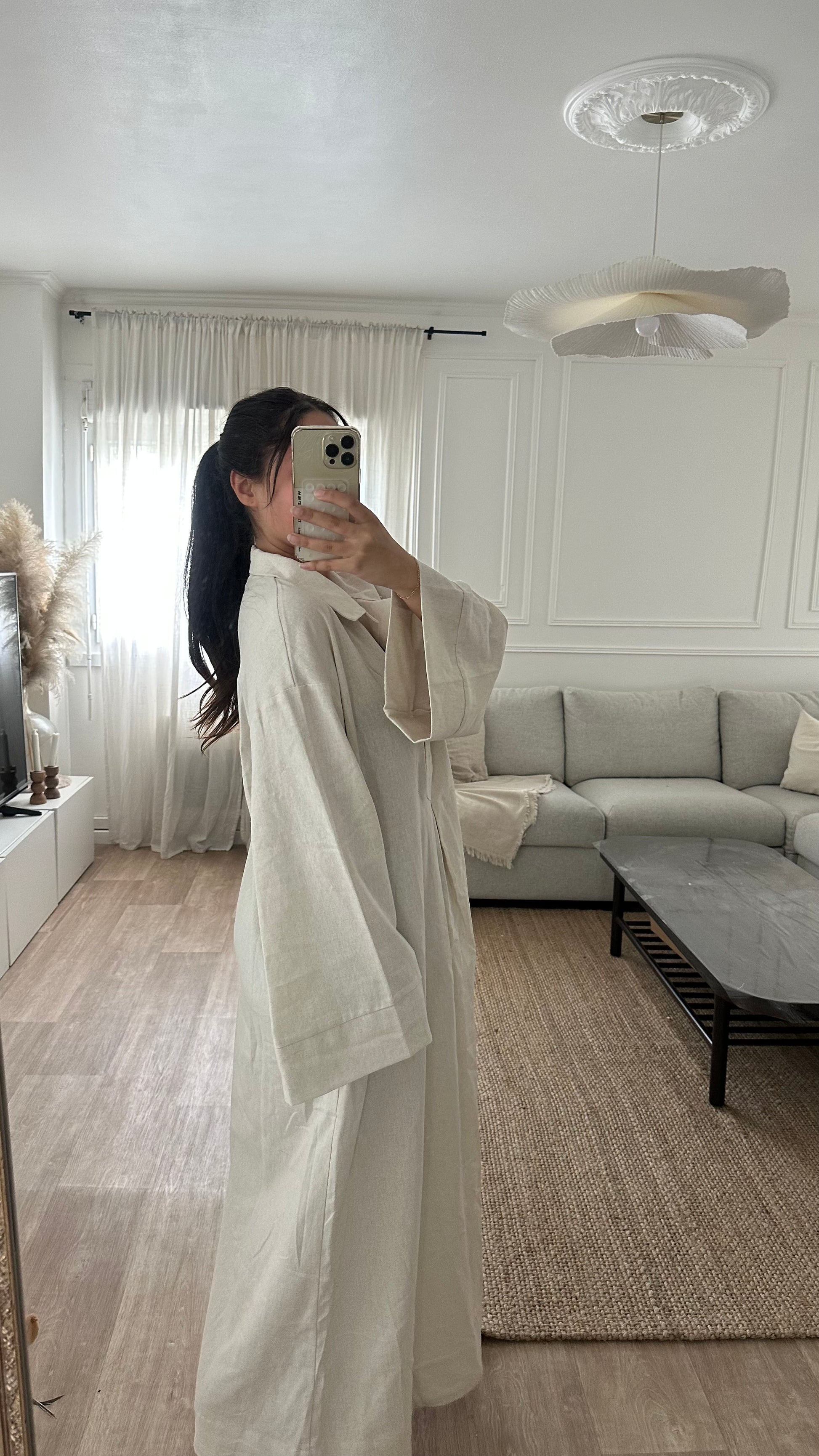 Robe en lin beige