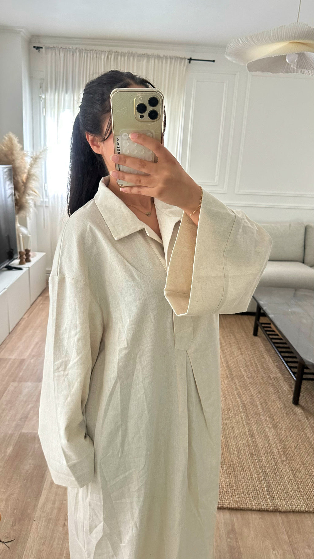 Robe en lin beige